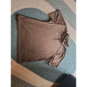 NWT Under Armour Men's UA Team Tipped Polo in Brown/White Size 3XL